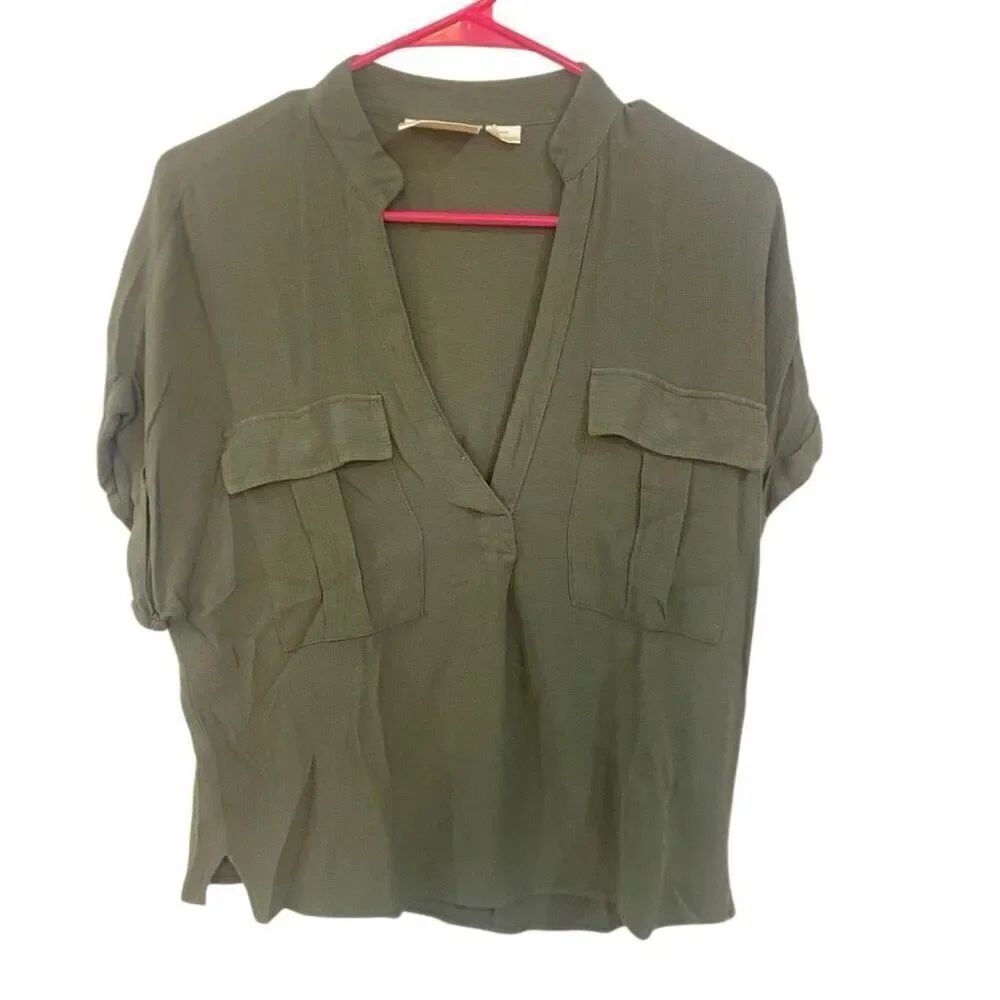 Maeve by Anthropologie XS short sleeve green vneck